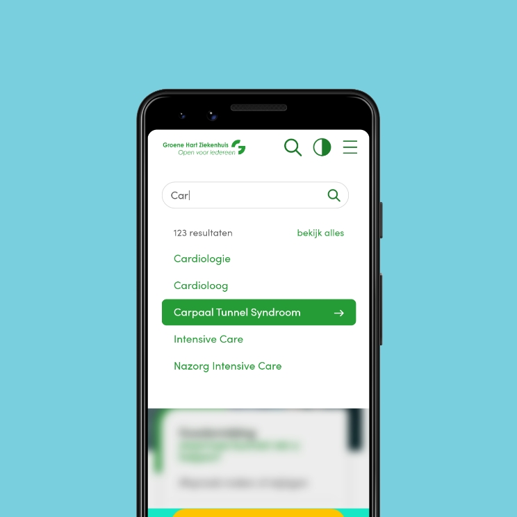 Zoekfunctie op de website van GHZ